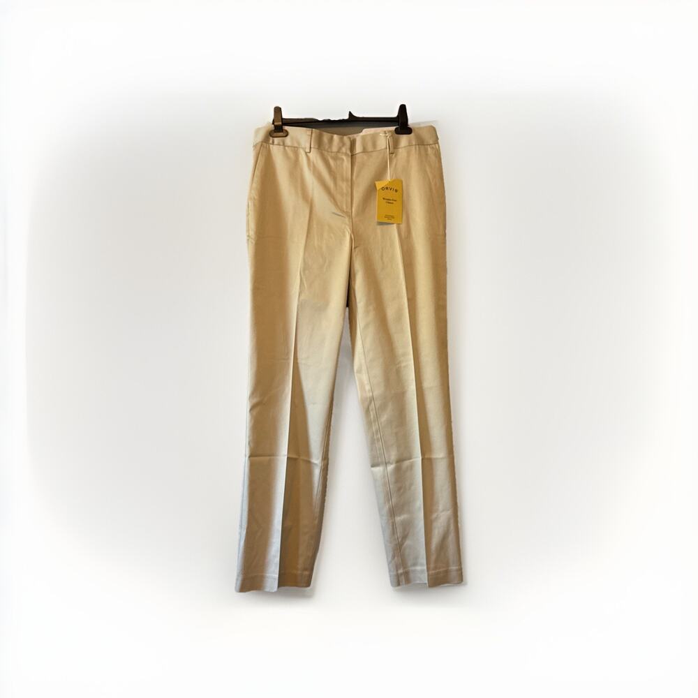 Orvis‎ Khaki Chinos Tan Wrinkle Free Flat Front 14 NWT Preppy
